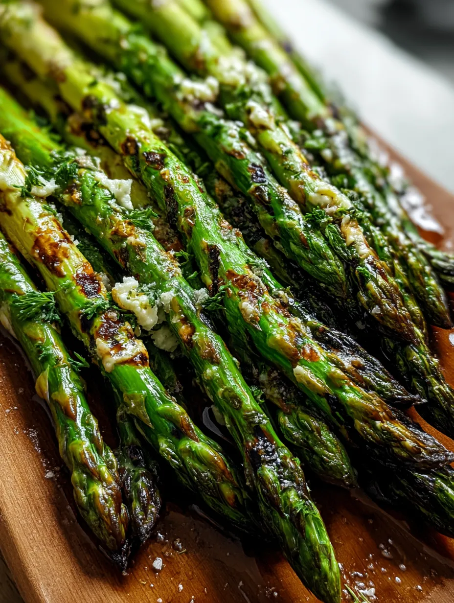 Grilled asparagus with garlic butter.