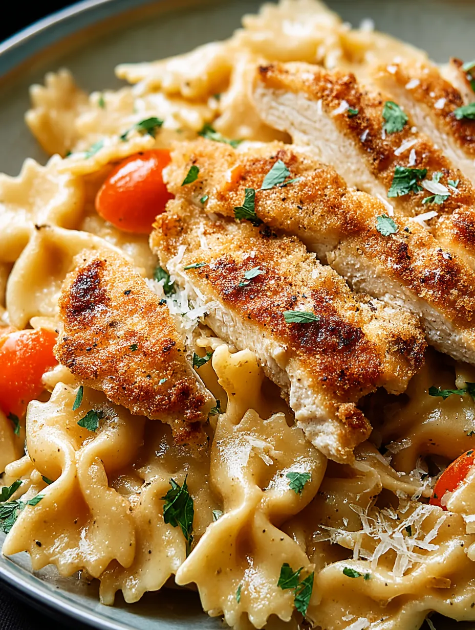 A plate of Louisiana chicken pasta with tomatoes and cheese.