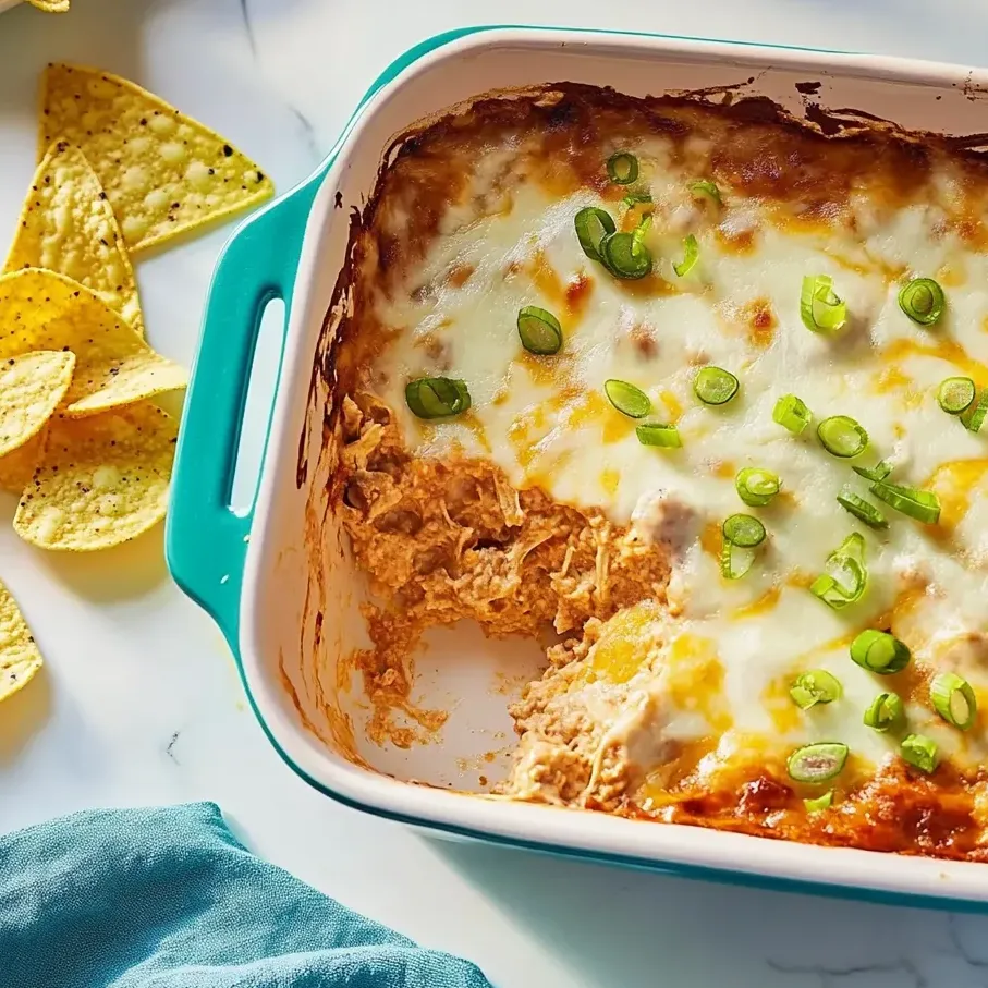 A cheesy hot Texas dip in a dish.