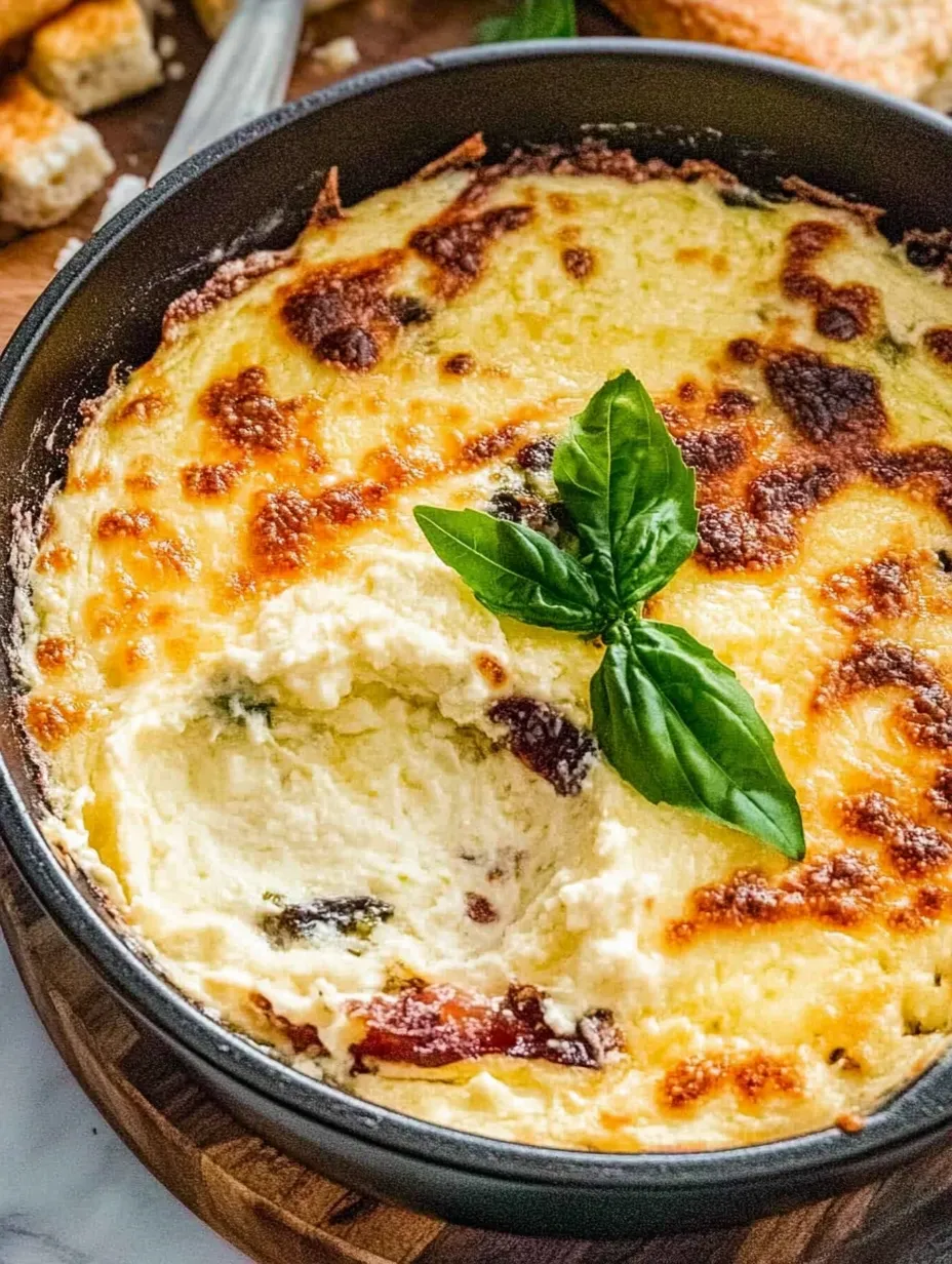 A close up of a Tuscan cheese dip with vegetables.