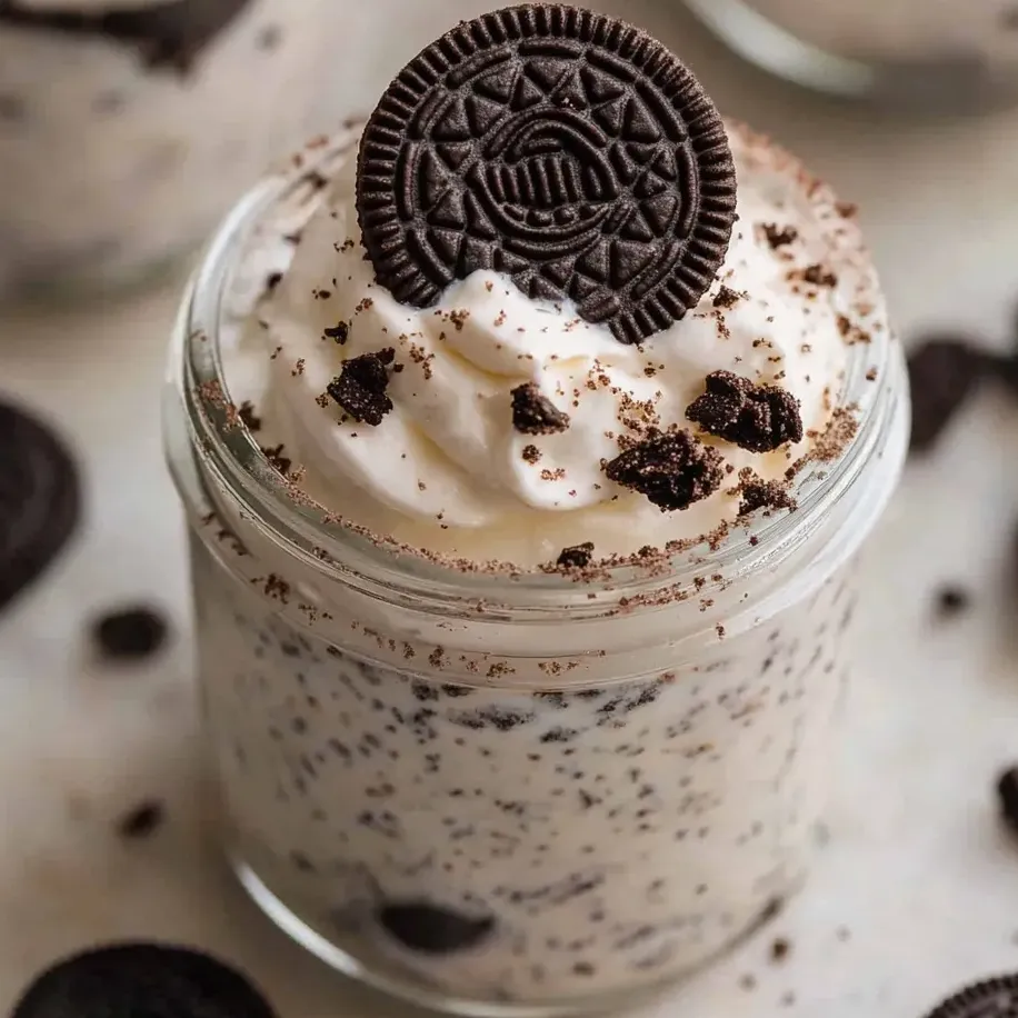 A cup of Oreo Cheesecake.