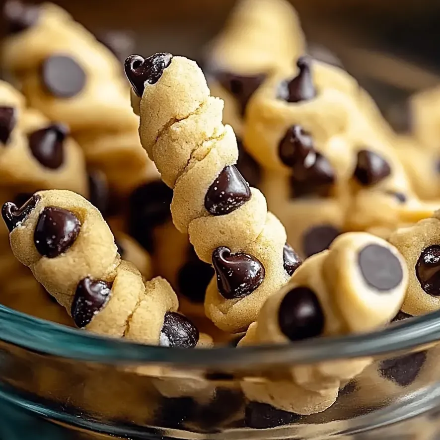 Bowl of golden chocolate dough twists.