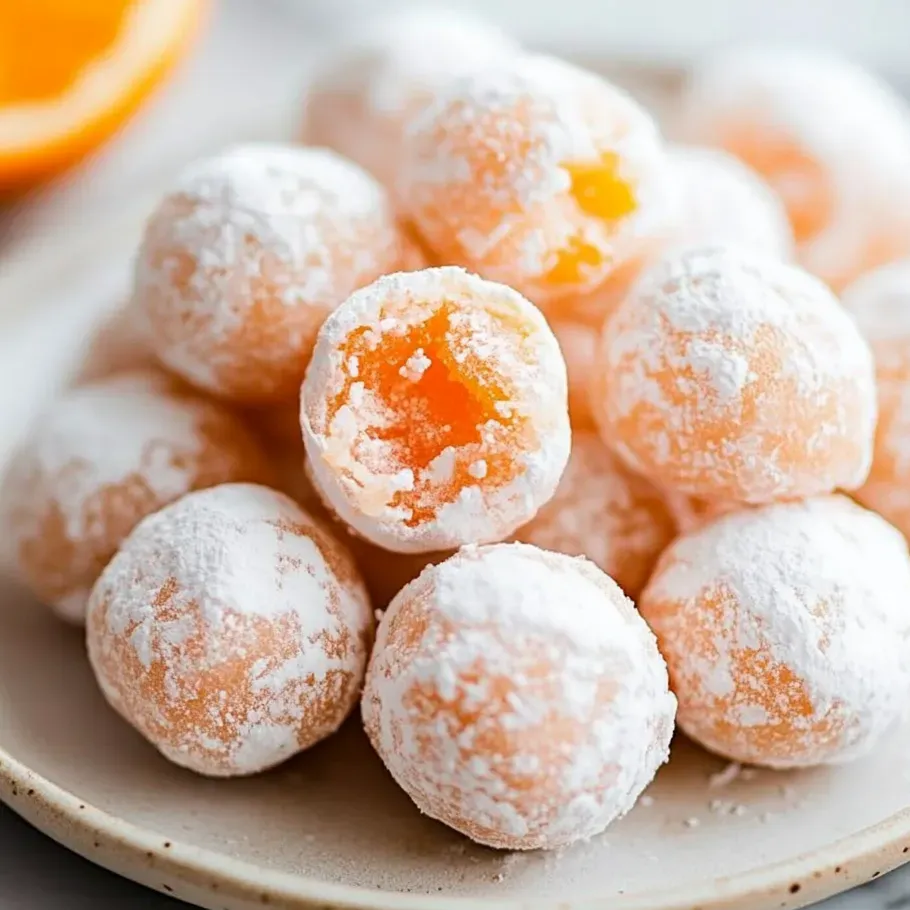 A delicious plate of orange truffle bites.