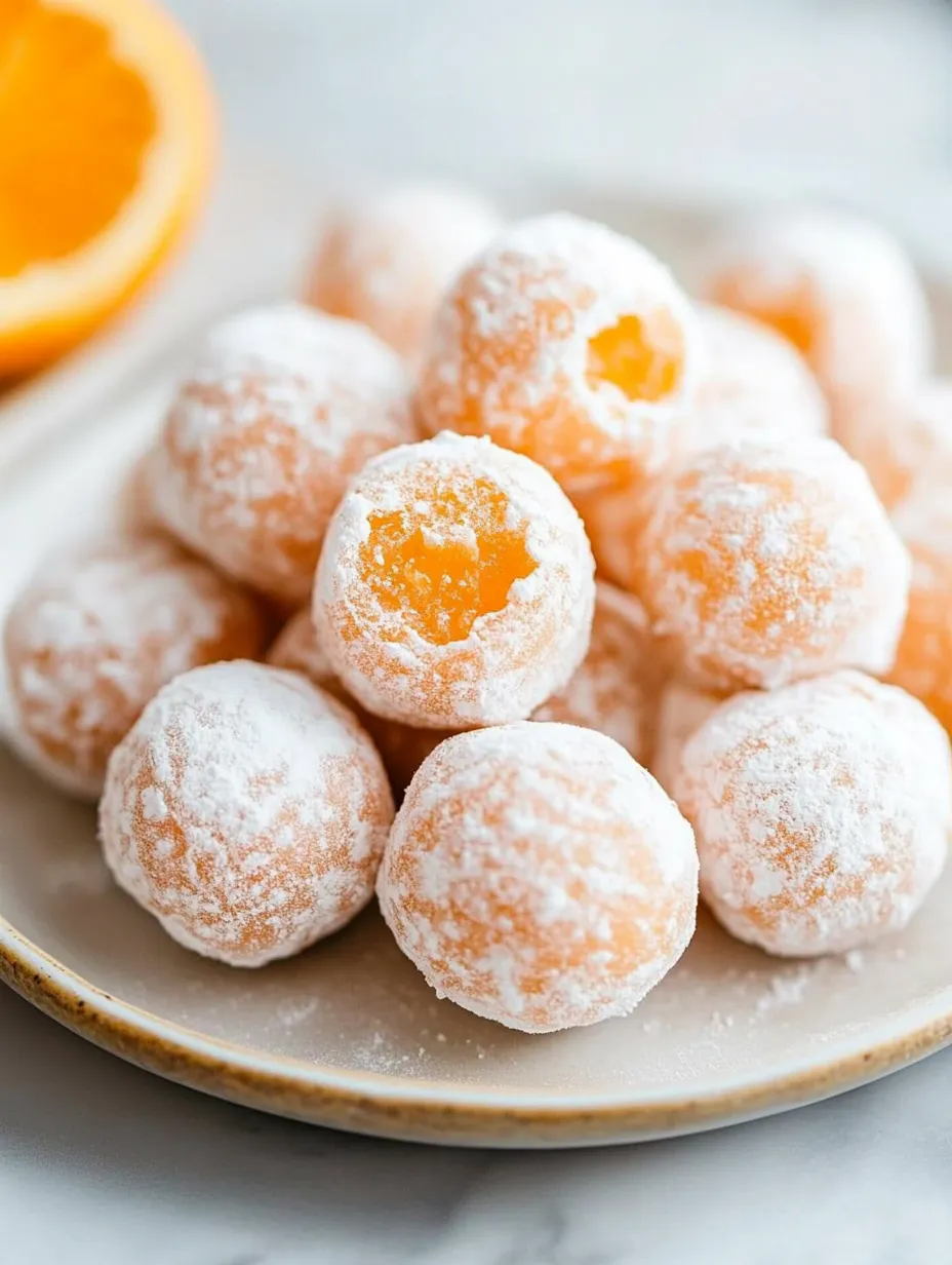 A plate of orange cream truffles recipe.