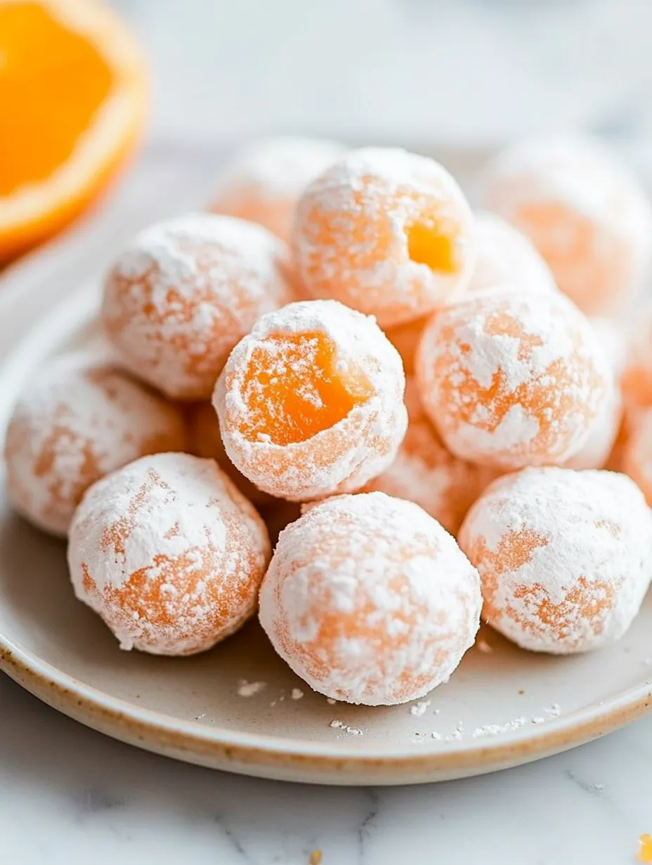 A plate of orange cream truffles.