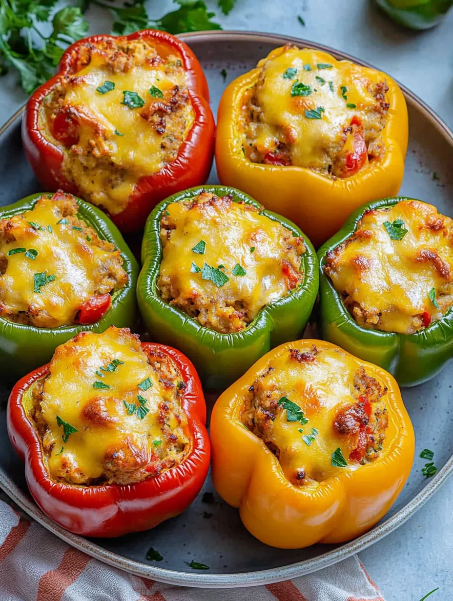 A plate of stuffed bell peppers.