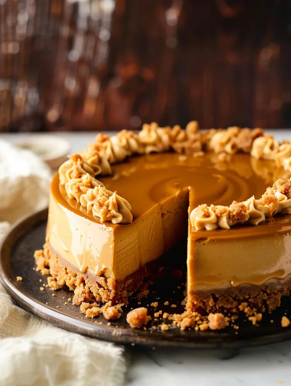 A slice of loaded butterscotch cheesecake recipe.