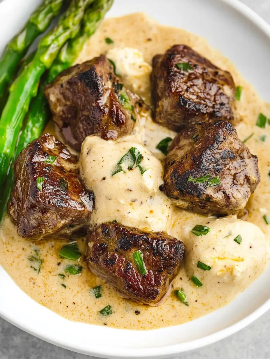 A plate of garlic butter steak bites.