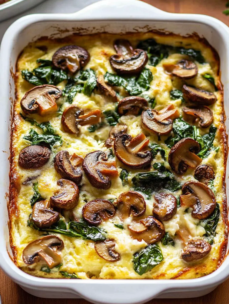 A spinach mushroom breakfast casserole.