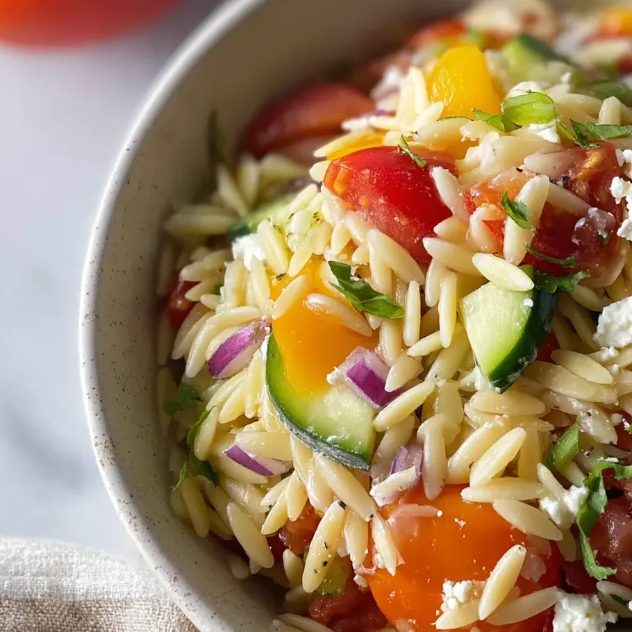 A serving of pasta tossed with fresh vegetables and a sprinkle of cheese.