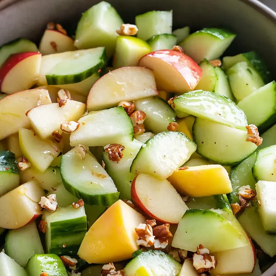 A bowl of fresh apple cucumber salad.