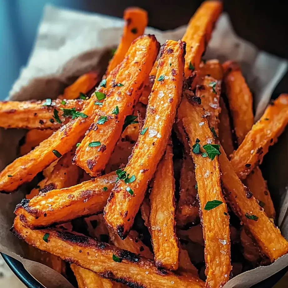 A bowl of golden, baked sweet potato fries.