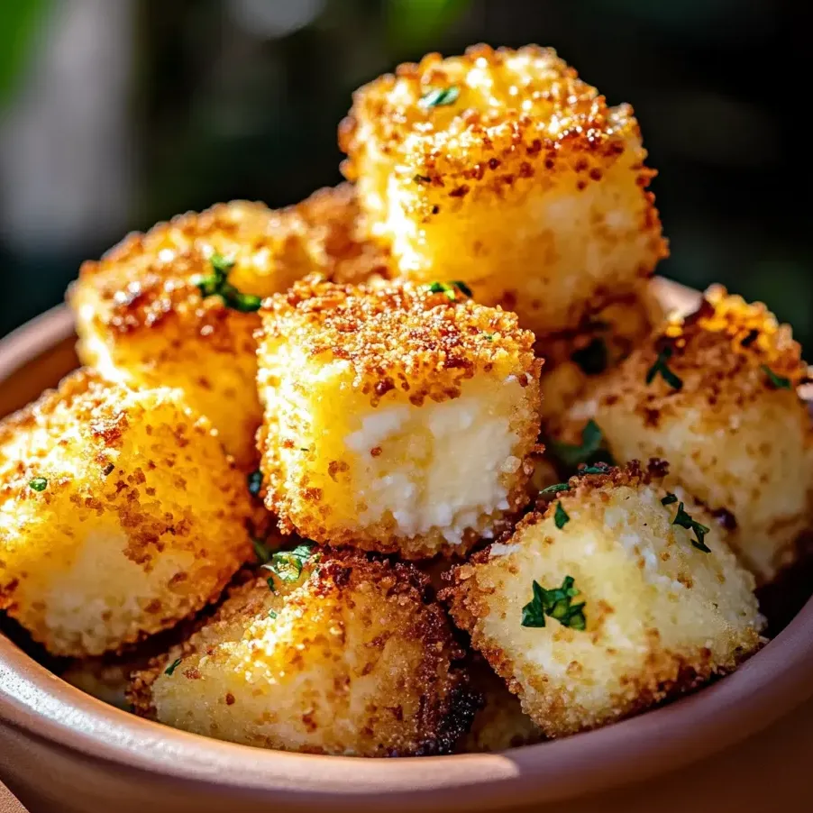 A bowl of golden cheese bites.
