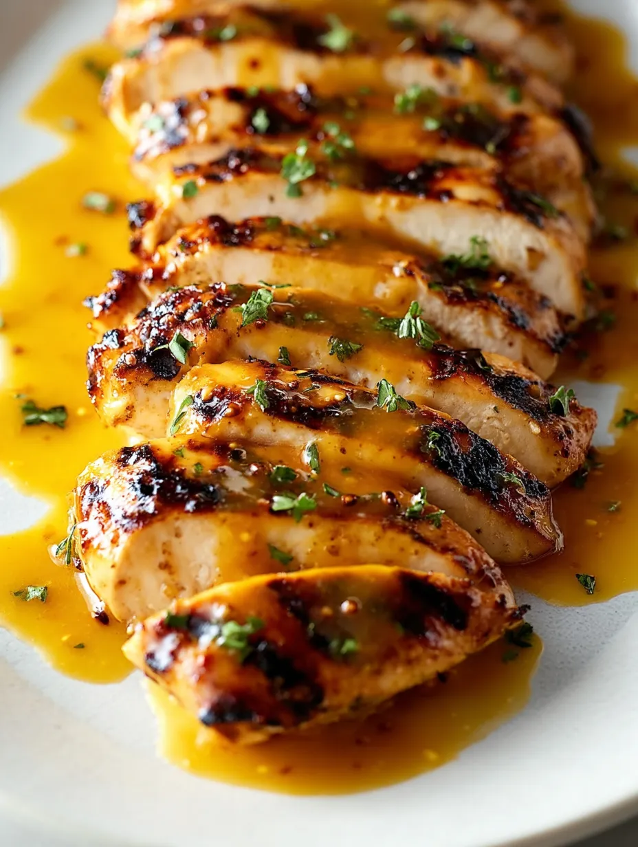 Chicken with sauce on a plate.