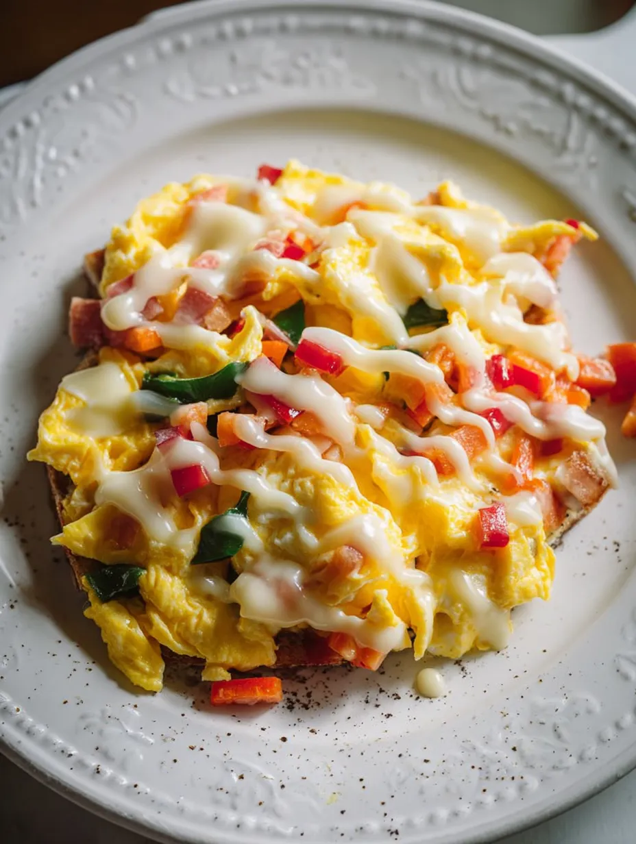 A breakfast plate with gooey cheese and tomatoes.