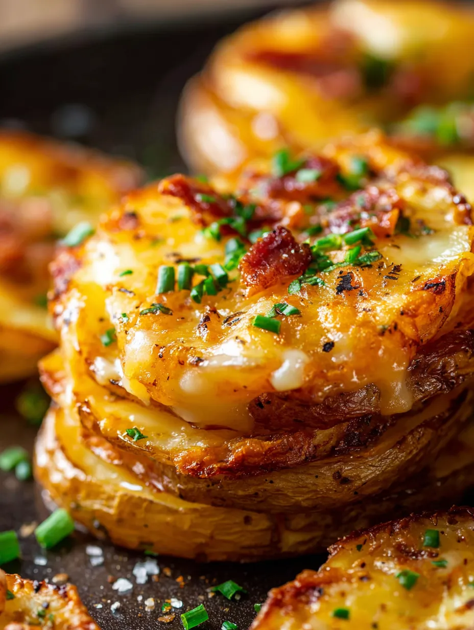 A pile of potato rounds wrapped in bacon slices.