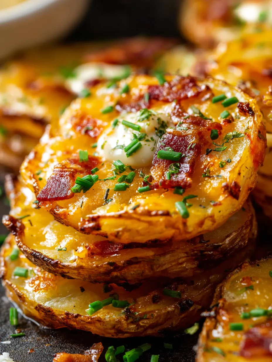 A pile of potato rounds wrapped in bacon slices.