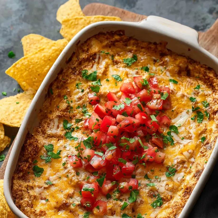 Bowl with cheesy beans topped with tomatoes.