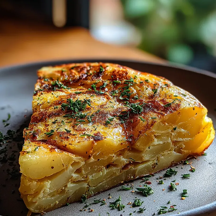 A wedge of tortilla topped with fresh herbs.