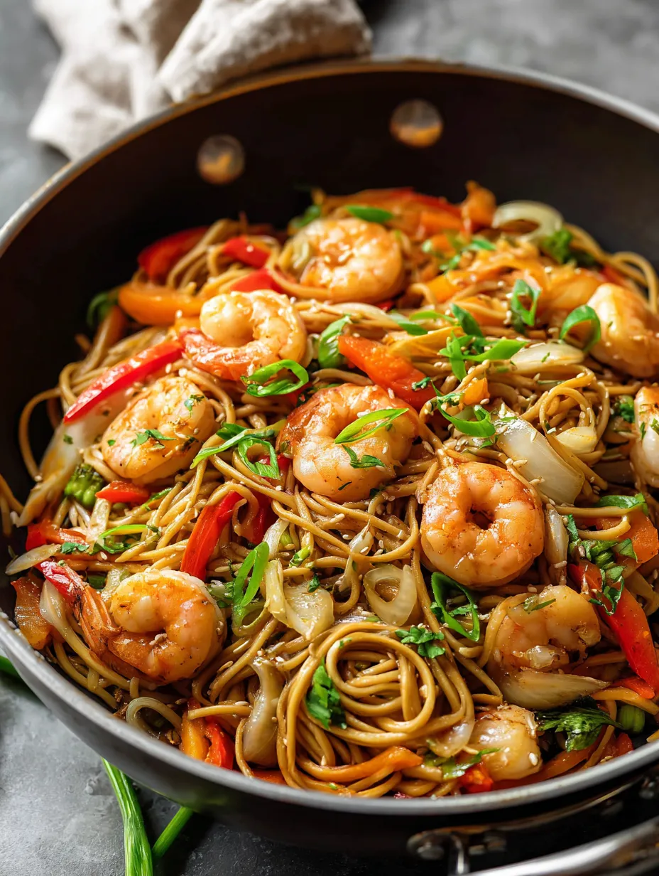 A bowl filled with shrimp and colorful veggies.