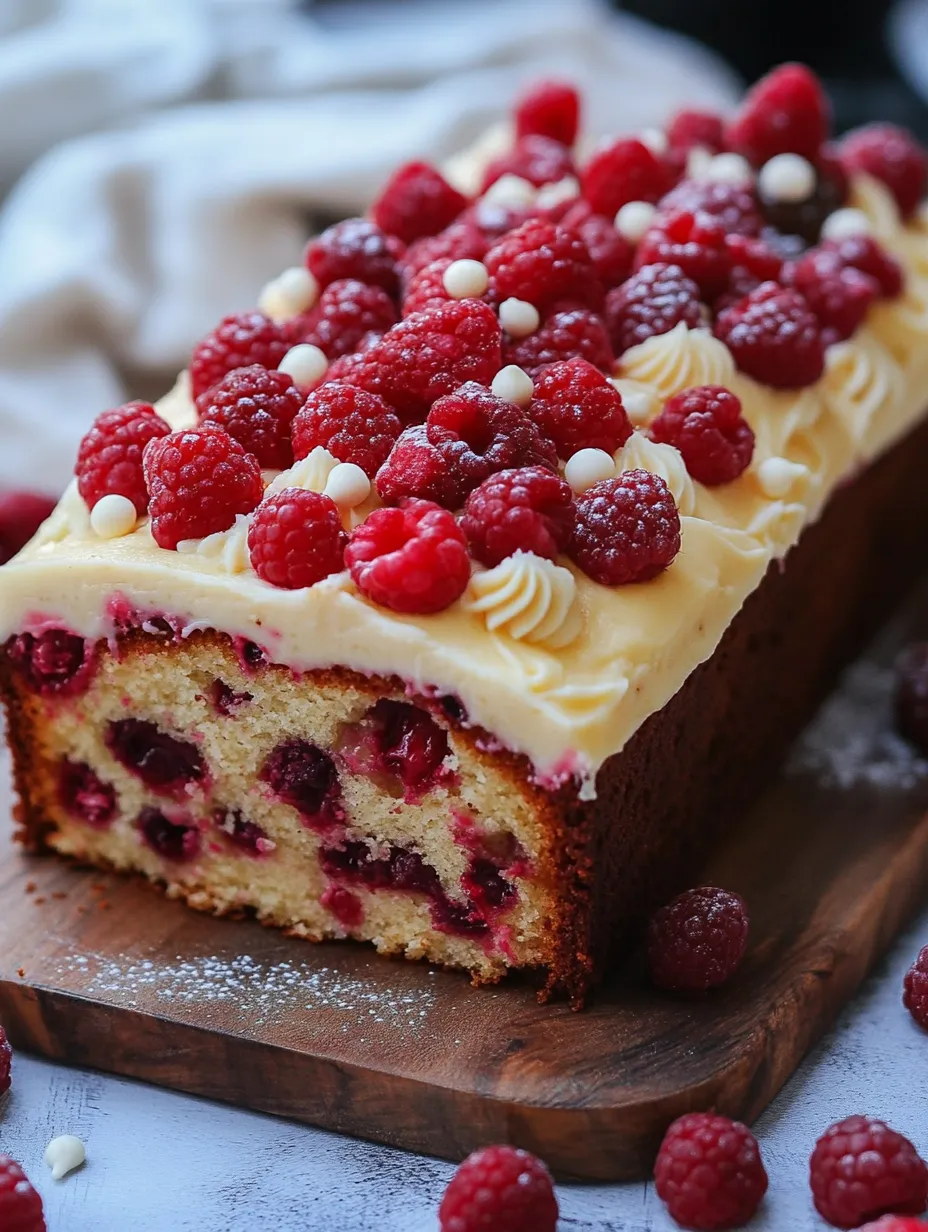 A slice of cake with raspberries on top.