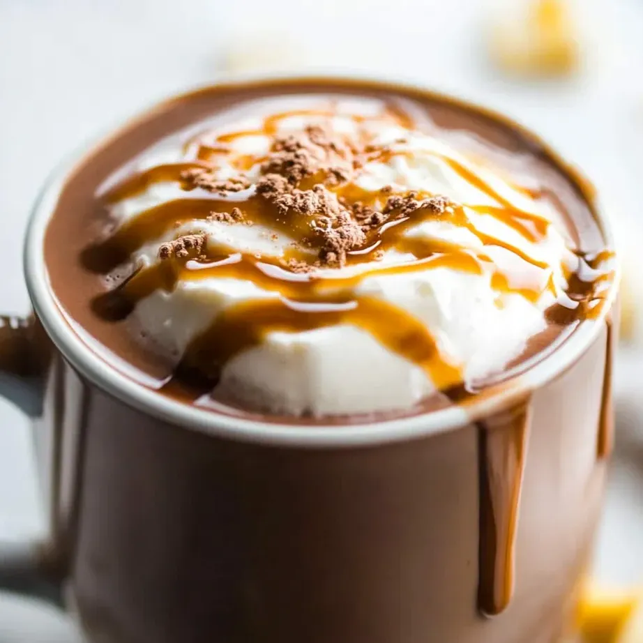 A mug filled with hot cocoa and fluffy whipped cream.