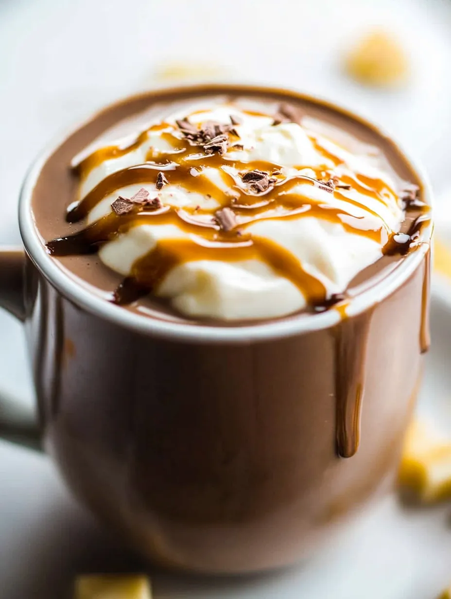 A mug overflowing with chocolate topped with whipped cream.