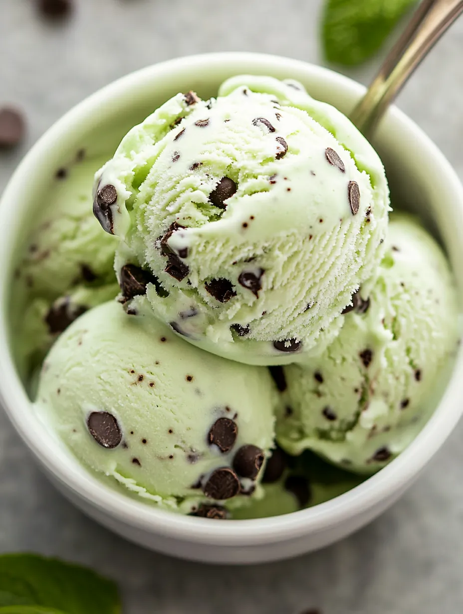 A bowl of ice cream with chocolate chips.