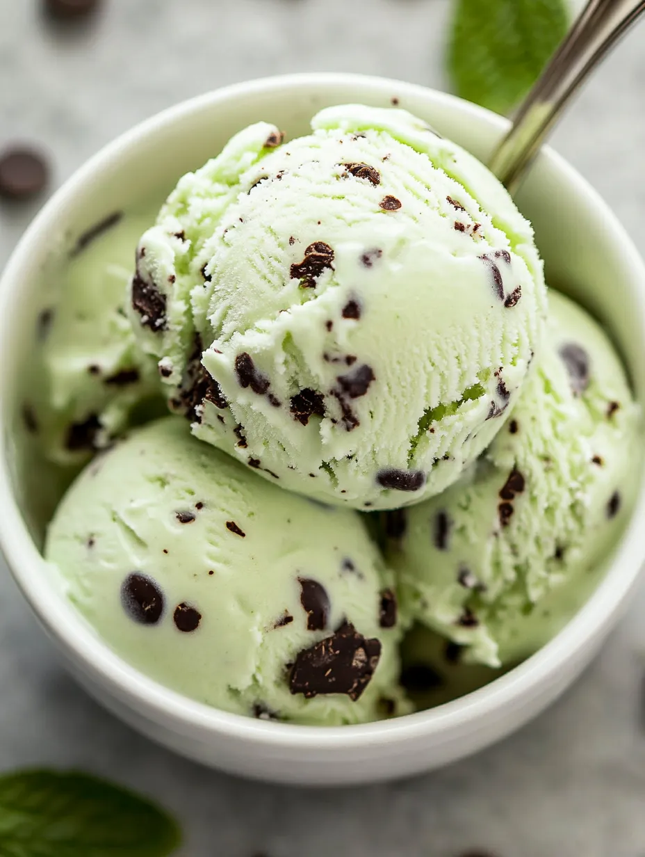A bowl of ice cream with chocolate chips.