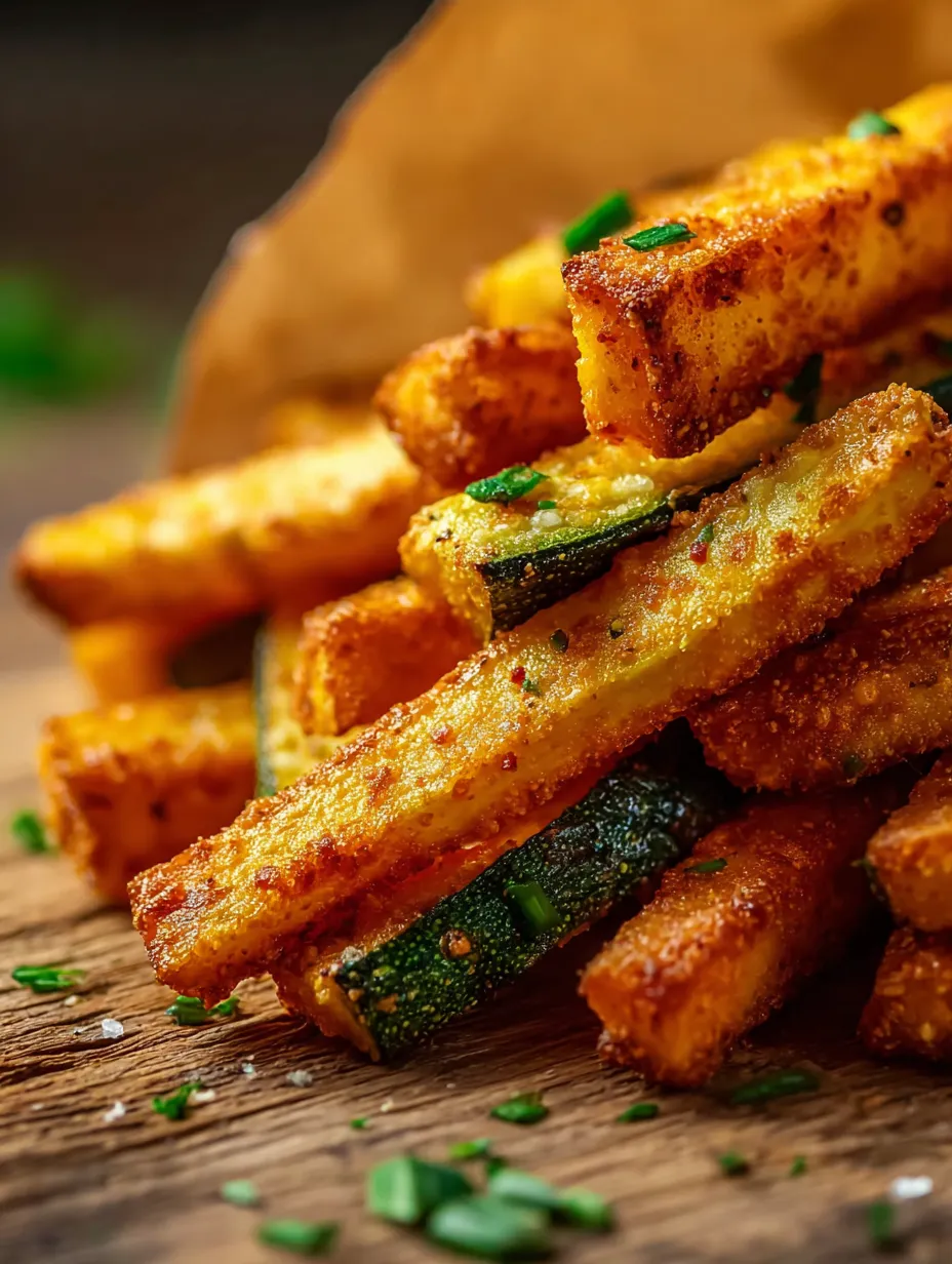 A pile of fried zucchini on a table.