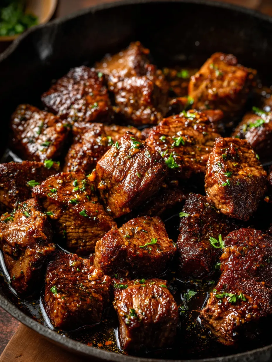 A pan of meat with green herbs on top.