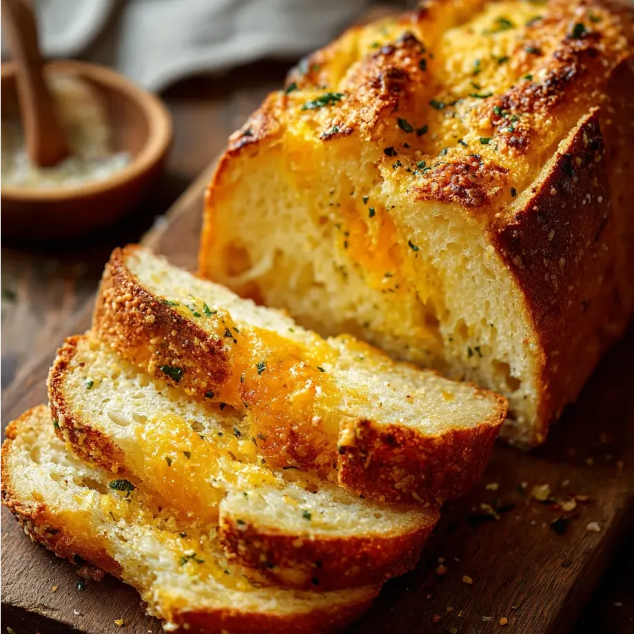 A slice of bread with cheese and herbs on it.