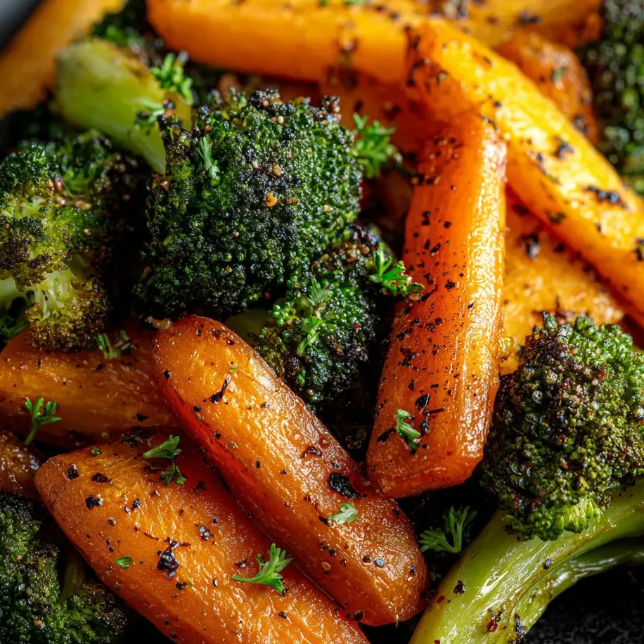 Broccoli and carrots close up on a plate.