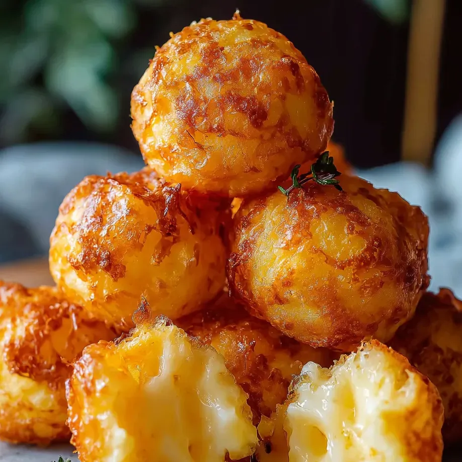 A tower of crispy cheese puffs.