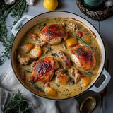 Herb Roasted Chicken in Creamy White Wine Sauce