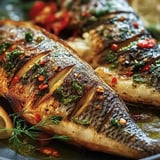 Grilled fish topped with lime zest.