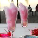 Glasses filled with bubbly pink cotton candy.